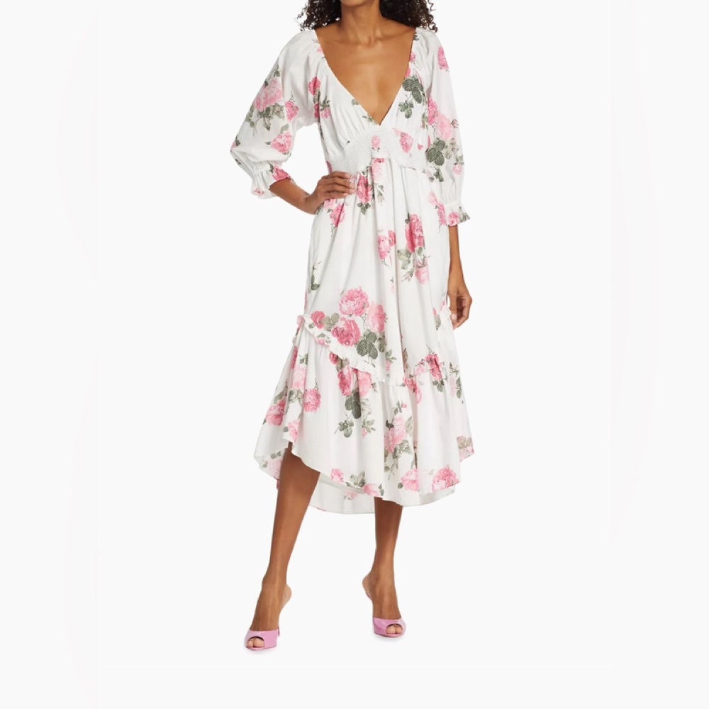 LoveShackFancy Firefly V-Neck Cotton Dress